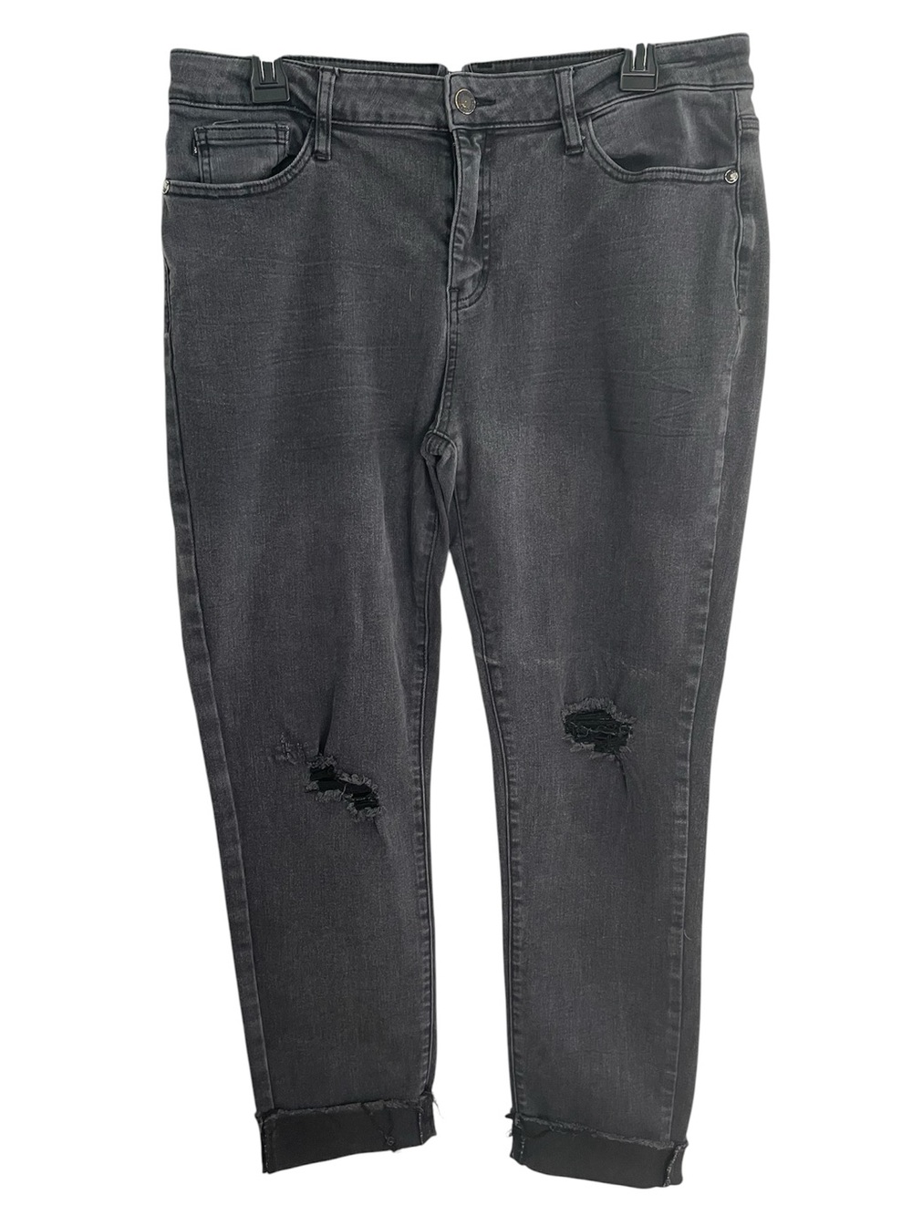 Judy Blue Black Distressed Slim Fit Jeans Rolled up Hem Size 13 or 31